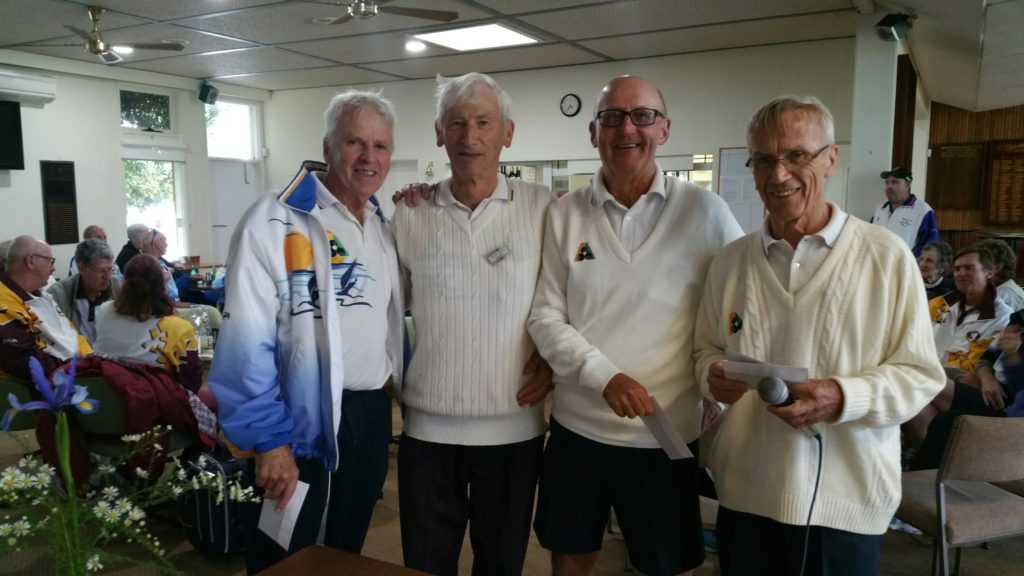 Best game winners Peter Thorp, Peter Boyle, John Bradley (Mick Lonie missing) with Mike Hooker