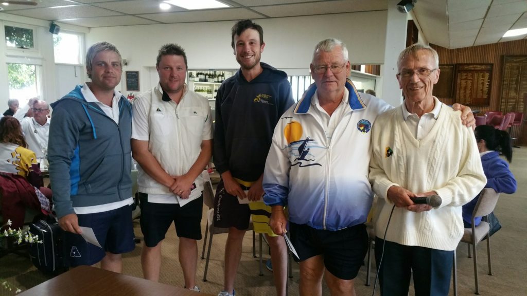 Runner up Matty Kurta, Luke Eddington, Luke Aiello, Wayne Sheehan with tournament organiser Mike Hooker
